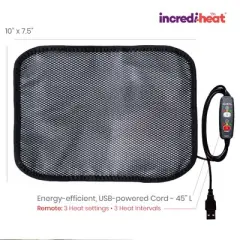 Cabeau Incredi-Heat USB-Powered Portable Heating Pad, 3 Temperature Settings, Black