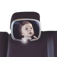Diono Easy View Plus Baby Car Mirror with Light, For Rear Facing Infant with 360 Rotation, Silver