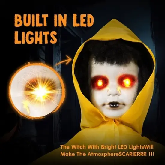 Joyfy 31.5'' Halloween Outdoor Decorations, Life Size Animatronics Ghost with Glowing Eyes for Halloween Party Supplies, Yard Lawn Outdoor Decoration image {2}