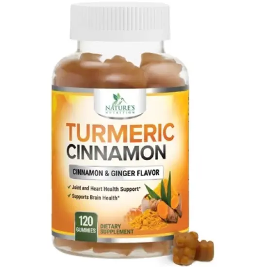 Turmeric Curcumin Gummies 95% Curcuminoids Cinnamon, Ginger, Black Pepper Extract Max Absorption Joint Supplement - 120 Gummies By Nature's Nutrition image {9}
