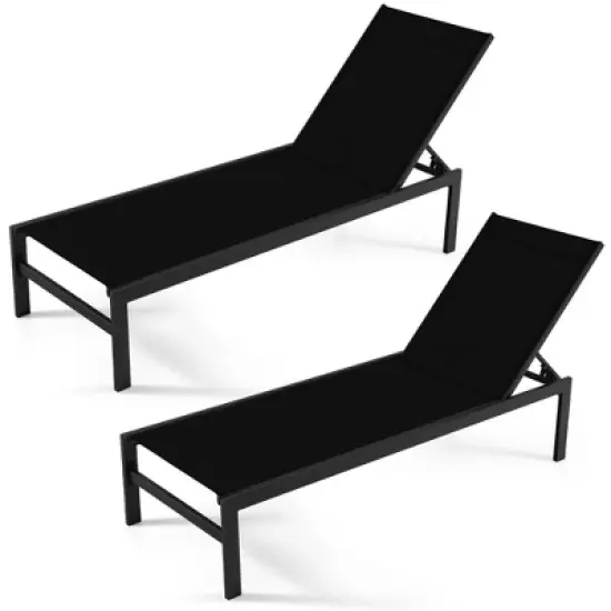 Costway 2 PCS 6-Position Lounge Chair Chaise Aluminium Adjust Recliner image {2}