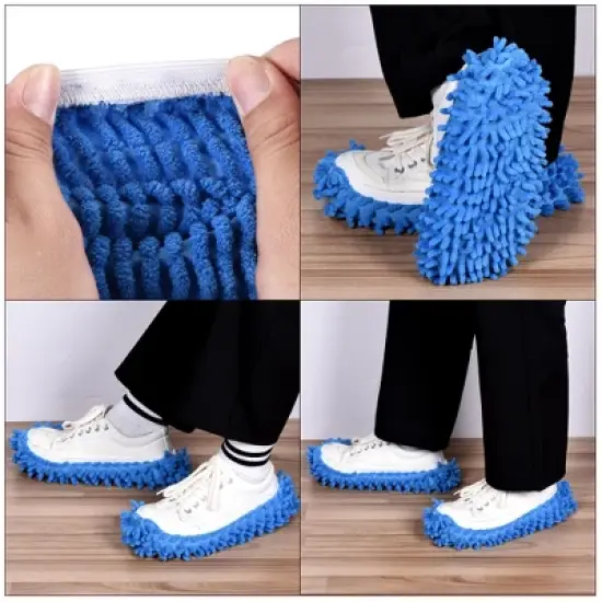 Unique Bargains Washable Cleaning Shoes Cover Multifunction Chenille Duster 4 Pcs image {3}