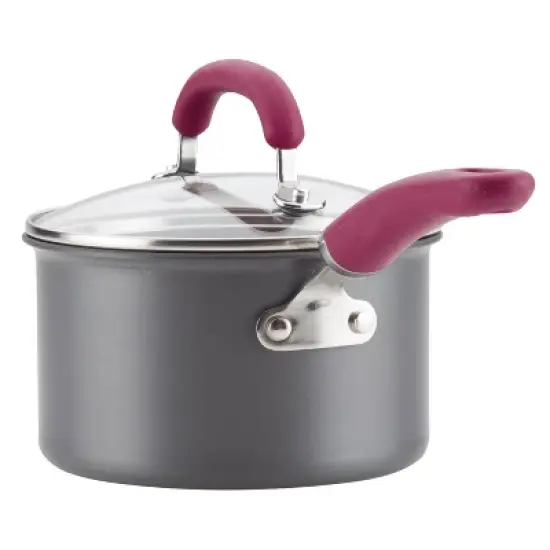 Rachael Ray Create Delicious 11pc Hard Anodized Nonstick Cookware Set Burgundy Handles image {4}