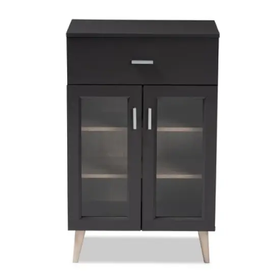 Jonas Oak Finished Kitchen Cabinet Gray/Brown - Baxton Studio image {5}