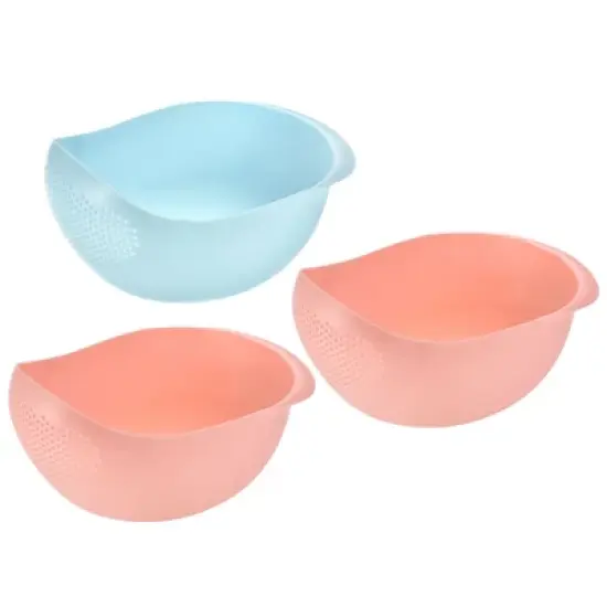 Unique Bargains Kitchen Plastic Strainer Basket Rice Colander with Handle 3 Pcs image {3}