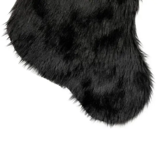 Northlight Sable Faux Fur Christmas Stocking with Pom Poms - 20.5" - Black image {3}