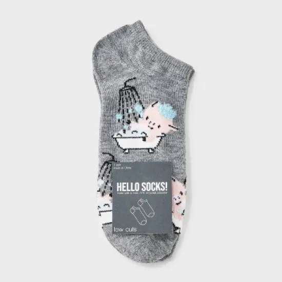 Women's Bubble Bath Piggy Low Cut Socks - Charcoal Heather/Pink 4-10 image {1}