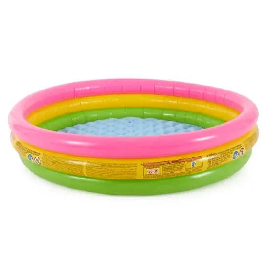Intex 57422EP Sunset Glow 58" x 13" Inflatable Vinyl Toddler 3-Ring Colorful Backyard Kids Splash and Wade Pool for Children 2+ Years Old, Multicolor image {2}