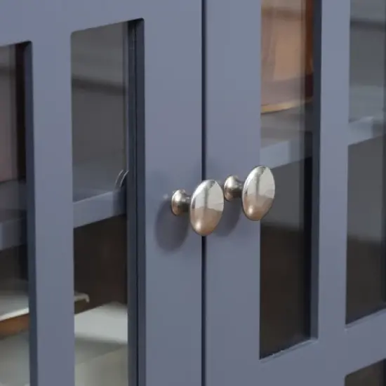 HOMCOM Modern Kitchen Sideboard, Buffet Cabinet with Storage, Adjustable Shelves for Living Room, Study, 4 Glass Doors, Gray image {5}