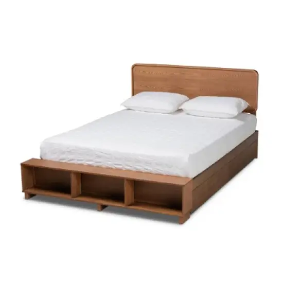 4 Drawer Vita Modern Transitional Wood Platform Storage Bed Walnut/Brown - Baxton Studio image {11}