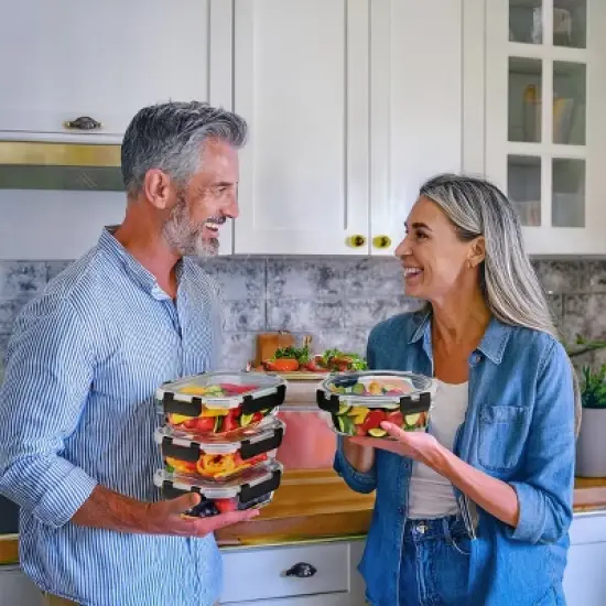 Sorbus 16 Piece Glass Meal Prep Containers with Airtight Lids - Preserves Freshness, Oven Safe, durable, BPA-free image {9}