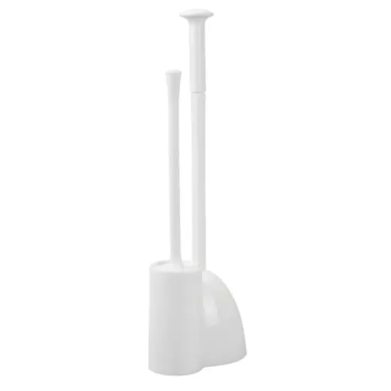mDesign Hidden Plunger and Brush Set for Toilet Bowl - White image {6}