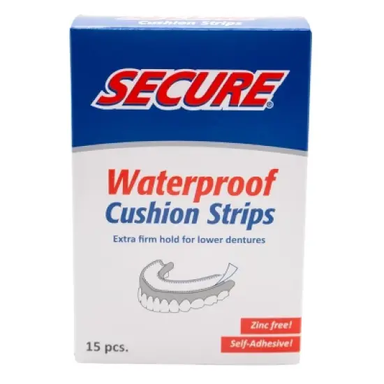 Secure Denture Adhesive Cushion Strips &ndash; Zinc Free &ndash; Waterproof &ndash; Comfortable Fit for Uppers & Lowers &ndash; Extra Firm All-Day-Hold &ndash; Clean Ingredients image {16}