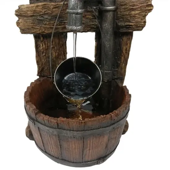 Sunnydaze 29"H Electric Polyresin Bird House with Leaking Pipe Outdoor Water Fountain with LED Light image {4}