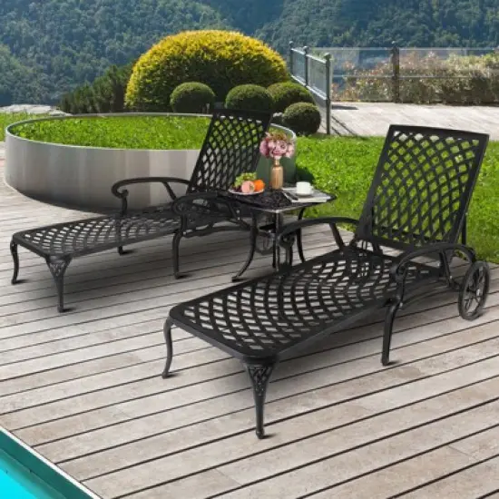 Karl Home |Black Outdoor Aluminum Chaise Lounge image {8}
