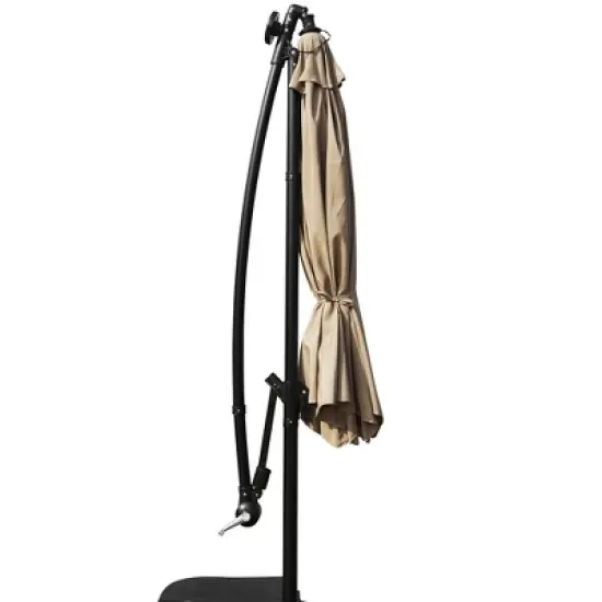 LeisureMod Willry Modern 10FT Outdoor Offset Cantilever Hanging Patio Umbrella with Solar Powered LED &ndash; Backyard, Deck, Garden, Poolside, Patio Shade image {4}