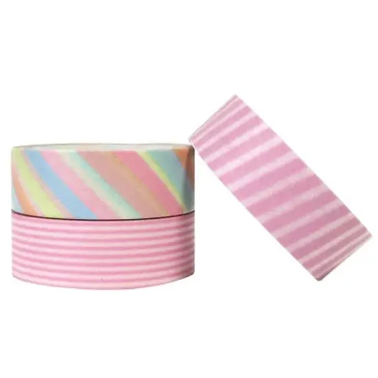 Wrapables Basic Pink Japanese Washi Masking Tape (Set of 3) image {2}