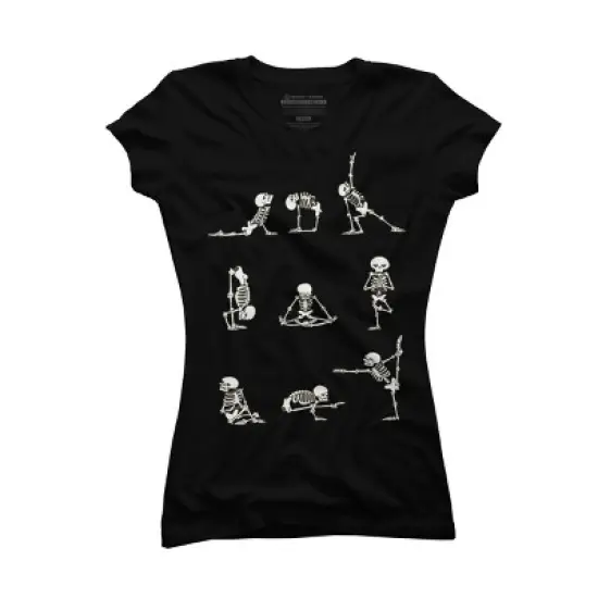 Junior's Design By Humans Skeleton Yoga By huebucket T-Shirt image {3}