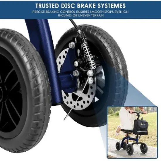 Lycvki Adjustable All Terrain Knee Rollator Walker for Broken Leg Ankle Injuries with 10" Big Wheels, Dual Brakes image {6}