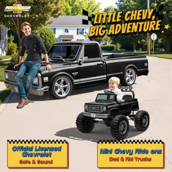 Joyracer Chevrolet 24V 4WD 2-Seater Ride On Truck for Kids, Electric Ride On Toys Cars with 7Ah Battery, Remote Control & MP3 image {5}