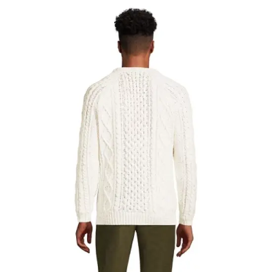 Lands' End Men's Cotton Blend Aran Cable Crew Neck Sweater image {1}