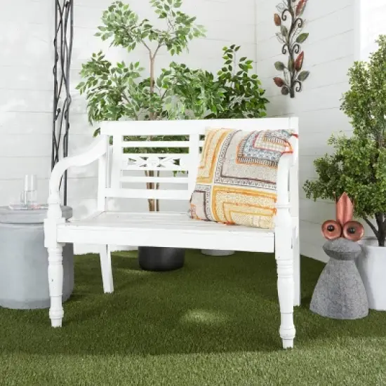 Farmhouse Mahogany Bench White - Olivia & May image {1}