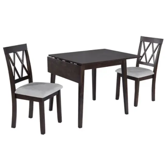 Foldable Dining Table Set for Small Space, 5 Pcs Set Farmhouse Style, Small Kitchen Table Set with Drop Leaf and 4 Dining Upholstered Chairs, Black image {11}