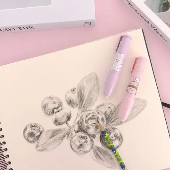 Wrapables Clickable Push Button Erasers, Retractable Erasers with Refills (Set of 2) image {11}