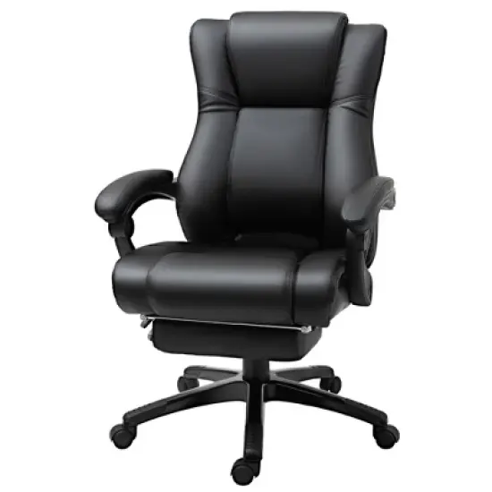 Vinsetto Executive High Back Office Chair Executive Computer Desk Chair with PU Leather, Adjustable Height and Retractable Footrest, Black image {3}