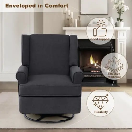Swivel Glider Rocking Recliner, Nursery Glider Chair, Soothing Rocking Motion, Nursery Breastfeeding Maternity Chair for Living Room, Office image {3}