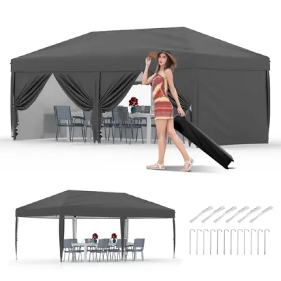 10x20FT Heavy Duty Canopy Tent - Commercial Pop Up Shelter w/6 Walls, UPF 50+, Waterproof image {12}