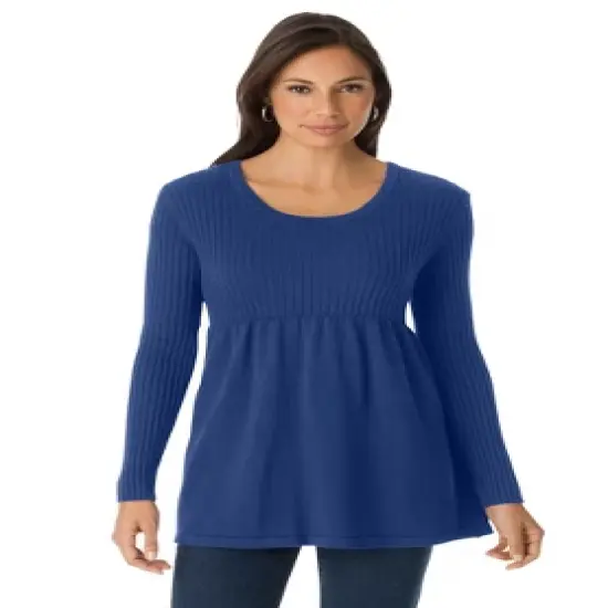 Jessica London Women&rsquo;s Plus Size Ribbed Baby Doll Tunic Sweater image {13}
