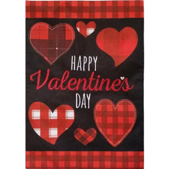 Patterned Valentine's Day Burlap House Flag Hearts 28" x 40" Briarwood Lane image {4}