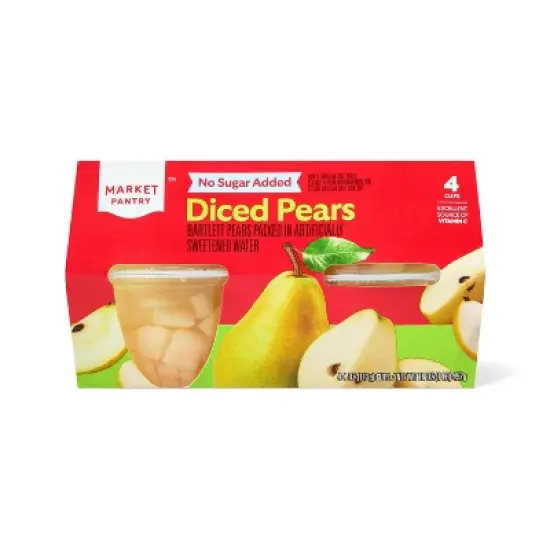 Diced Pear No Sugar Added Fruit Cups - 16oz/4ct - Market Pantry&trade; image {3}