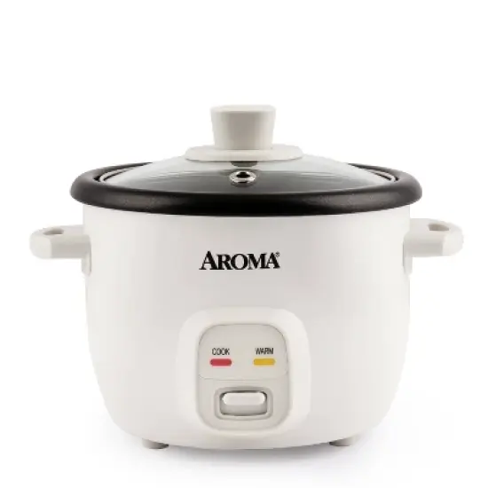 Aroma 4 Cup Pot Style Rice Cooker - White: Nonstick, Stay-Cool Handles, 1 Setting, 250W, Includes Glass Lid & Manual image {13}