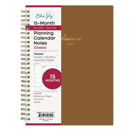 Blue Sky Weekly/Monthly 15 Months Planning Calendar and Notes 5.875"x8.625" Mocha Mousse image {2}