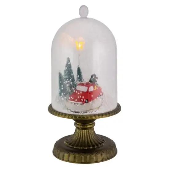 Northlight LED Lighted Snowing Musical Retro Truck Under Cloche Christmas Decoration - 13.5" image {3}