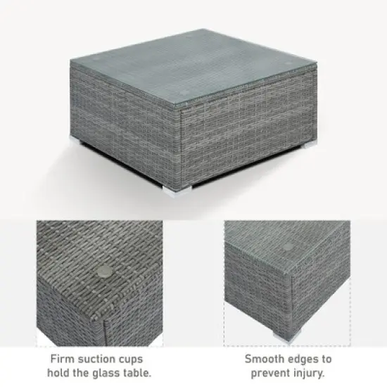 FIONECA 8-Piece Outdoor PE Wicker Patio Furniture Set, Modular Garden Sofa Set with Beige Cushions, Gray Rattan Conversation Set image {4}