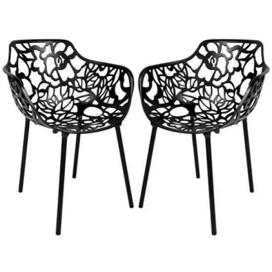 LeisureMod Devon 3-Piece Aluminum Patio Dining Set - Glass Top - Stackable Chairs image {7}