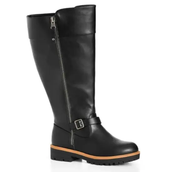 Women's WIDE FIT Myla Tall Boot - black | EVANS image {9}
