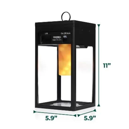 Techko Maid Solar Portable Outdoor Lantern with Flame Effect Matte Black image {9}