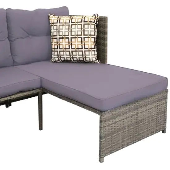 Sunnydaze Outdoor Longford Patio Sectional Sofa Conversation Set with Cushions and Table - 3pc image {3}