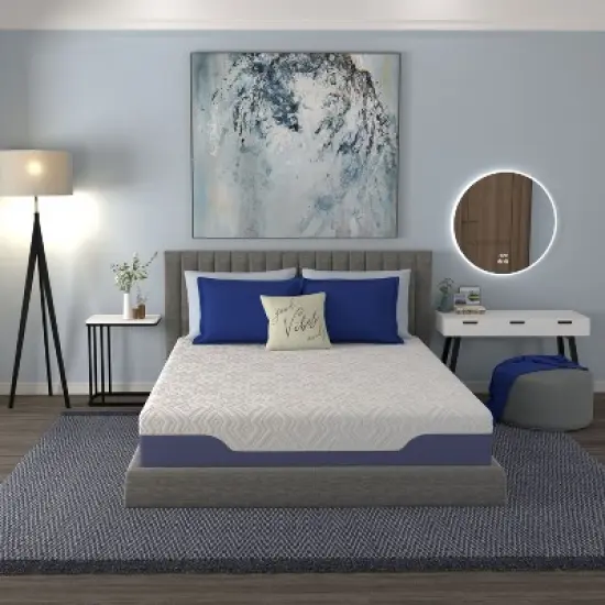 NicBex 12 Inch Cooling Hybrid Memory Foam and Innerspring Mattress for a Cool Sleep,Fiberglass Free,Medium Feel Mattresses,White+Blue image {3}