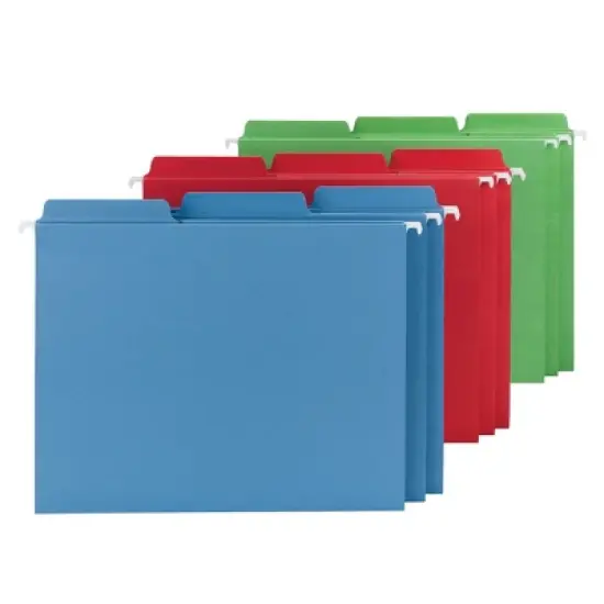 Smead FasTab  Hanging File Folder, 1/3-Cut Built-In Tab, Letter Size, Assorted Colors, 18 per Box (64053) image {2}