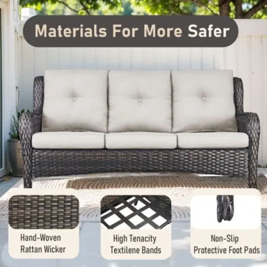 Gymojoy 7 Pieces Outdoor Sofa with Swivel Chairs Ottoman, Coffee Table, Patio Furniture Set image {3}