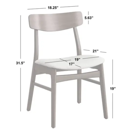 Buylateral Set of 2 Wave Solid Rubberwood Dining Chairs image {7}