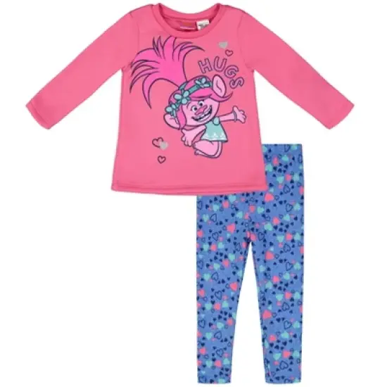 DreamWorks Trolls Poppy Girls Pullover Fleece T-Shirt and Leggings Outfit Set Toddler image {10}