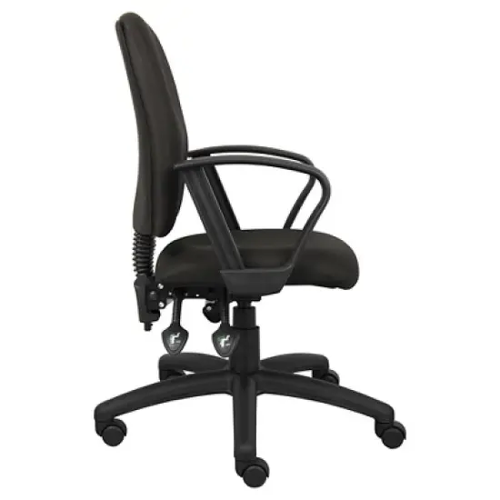 Multi-Function Fabric Task Chair with Loop Arms Black - Boss Office Products image {3}