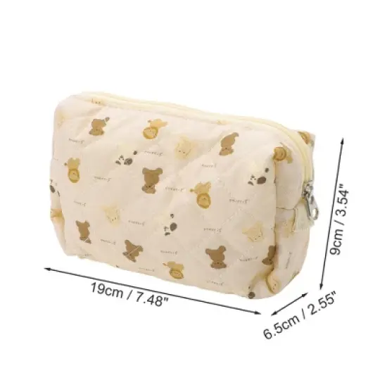 Unique Bargains Brown Zoo Makeup Bag Beige 1 Pc image {1}
