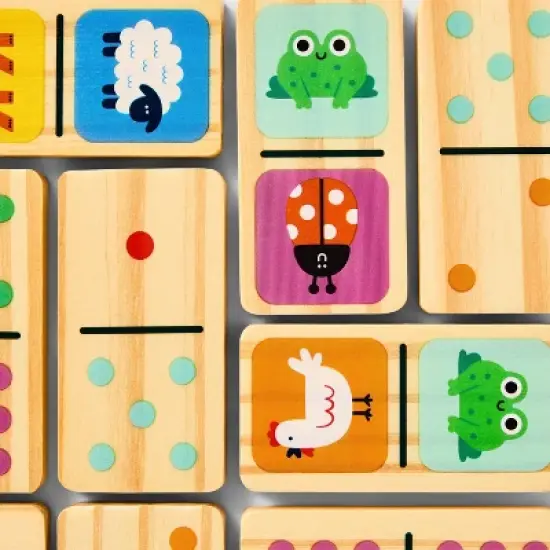 Wooden Family Dominoes - Gigglescape&trade;: Classic Tile Game, 28 Pieces, Ages 4+, Family Fun image {2}